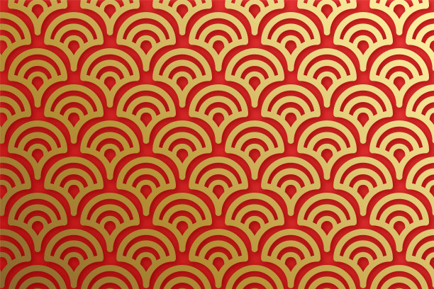 中国传统东方装饰背景，红金云图案无缝衔接。素材图片