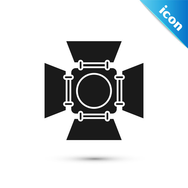 黑色电影聚光灯图标孤立的白色背景。光的效果。现场,工作室,显示。矢量图图片下载