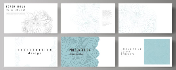 演示幻灯片的可编辑布局的极简抽象矢量插图设计了业务模板。等高线地形图，抽象单色背景。图片下载