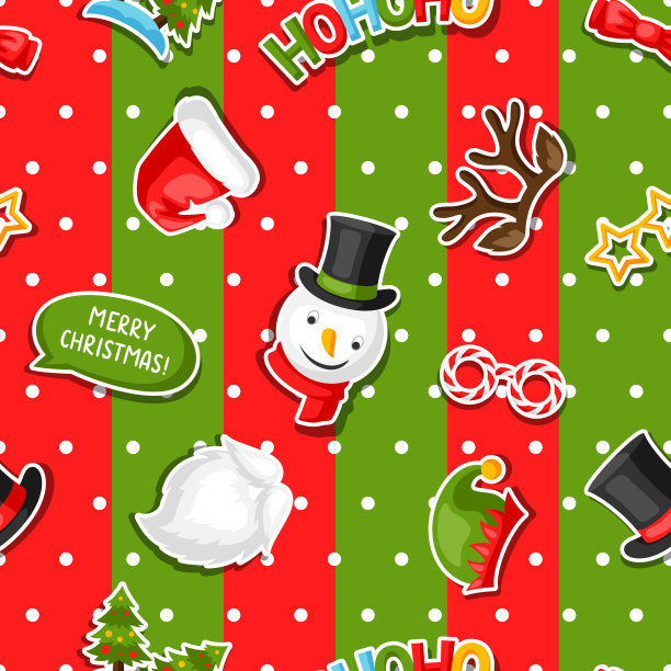 圣诞节主题无缝贴图与照片贴纸图片下载