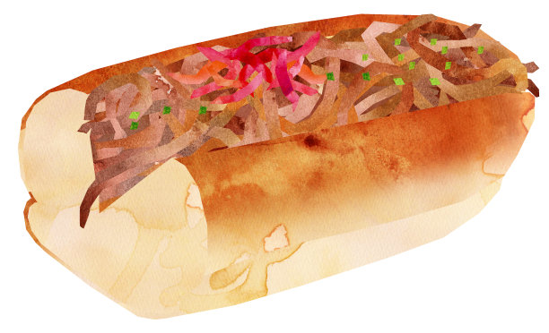 配菜面包和炒面图片下载