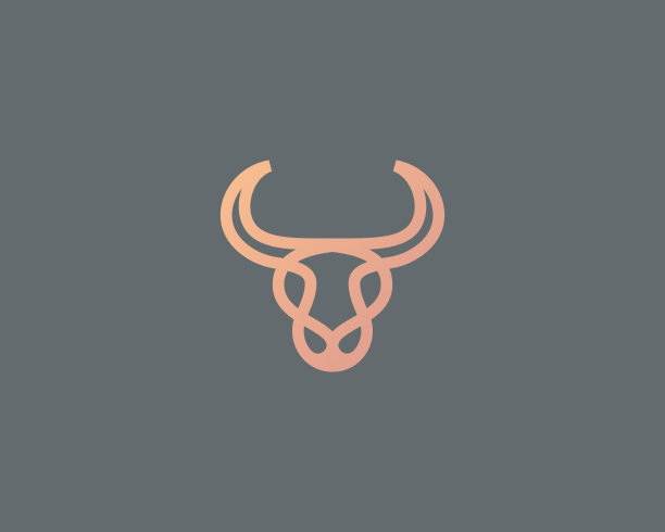 抽象牛牛排特级标志图标设计现代风格插画。牛角线向量，象征符号，标志符号，标志类型图片下载