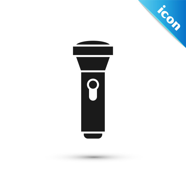 黑色手电筒图标孤立的白色背景。矢量图图片下载