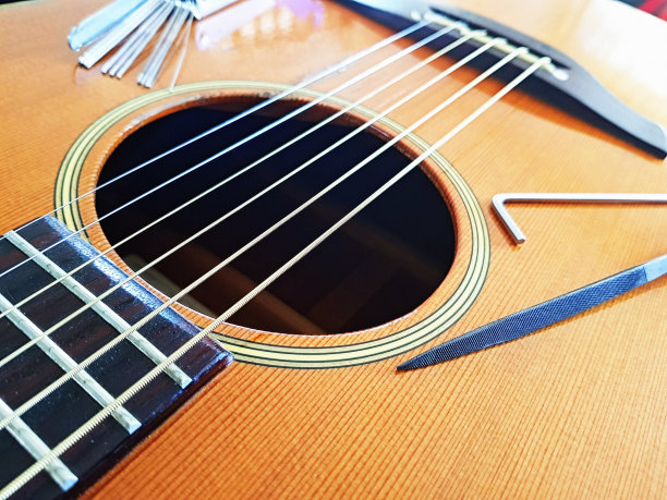 调整钢弦原声吉他演奏动作的工具选择图片下载