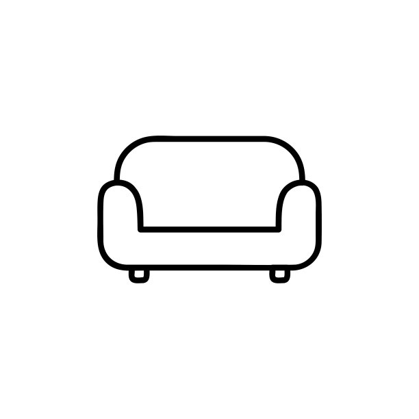 沙发、沙发线条图标、轮廓矢量符号、线形风格象形孤立在白色上。家具符号、标识插图图片下载