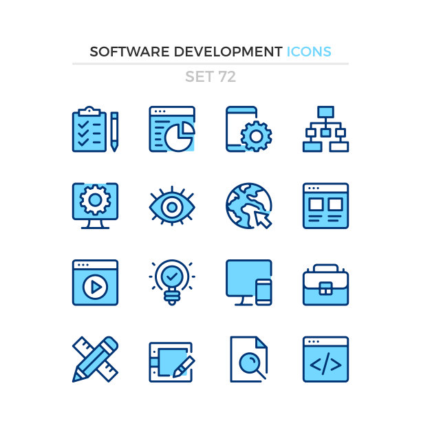 软件开发图标矢量线条图标集优质简单的细线设计现代轮廓符号集合象形图图片下载