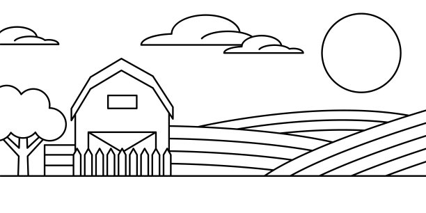 农场麦田天空阳光夏季插画图片下载