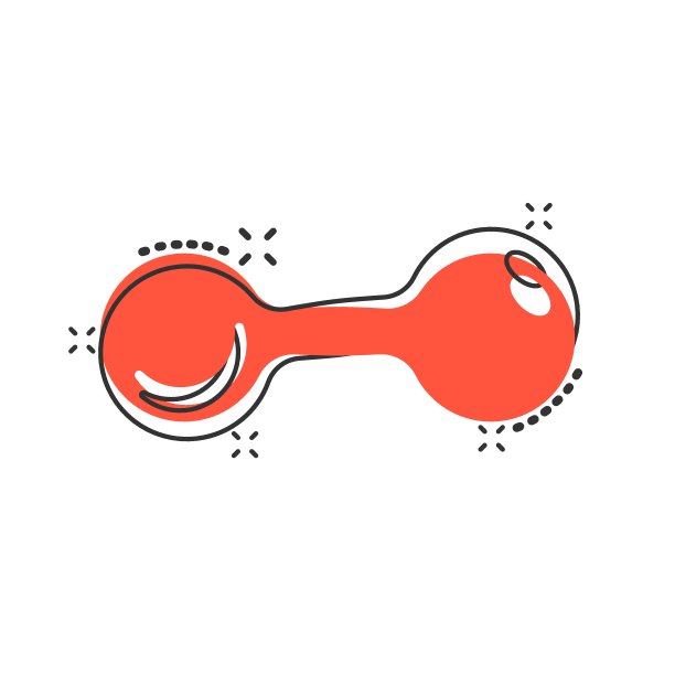 矢量卡通哑铃健身馆图标在漫画风格。杠铃概念插图象形图。健身运动企业飞溅效应概念。图片下载