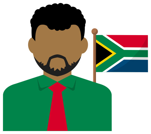 戴着国旗的无名商人/南非。平面向量插图。图片下载
