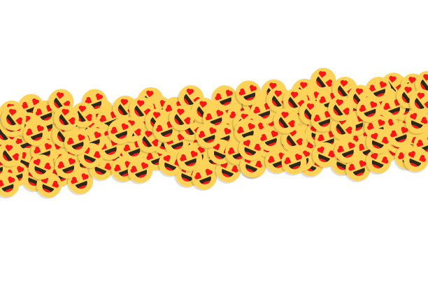 表情符号emoticon字符的背景收集，在爱笑脸。矢量插图在平面设计图片下载