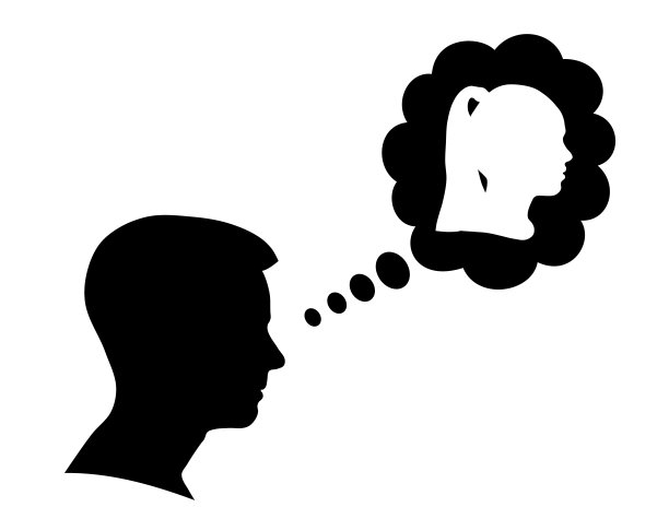 剪影女孩和男孩，概念爱情图片下载