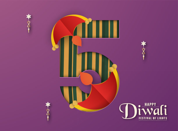 排灯节是印度的灯节，印度人为邀请背景、网络横幅、广告。3D矢量插图设计剪纸和工艺风格。图片下载