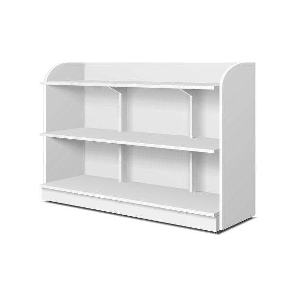 空白空白展示与零售货架，交易架。模拟,模板。插图孤立的白色背景。为你的设计做好准备。产品广告。向量EPS10。图片下载