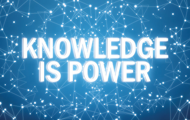 知识是数字接口和蓝色网络背景的力量图片下载