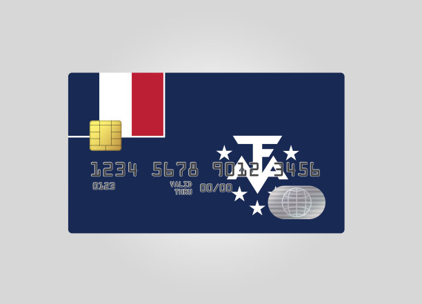 带有法国苏南和南极国家旗帜的信用卡图片下载