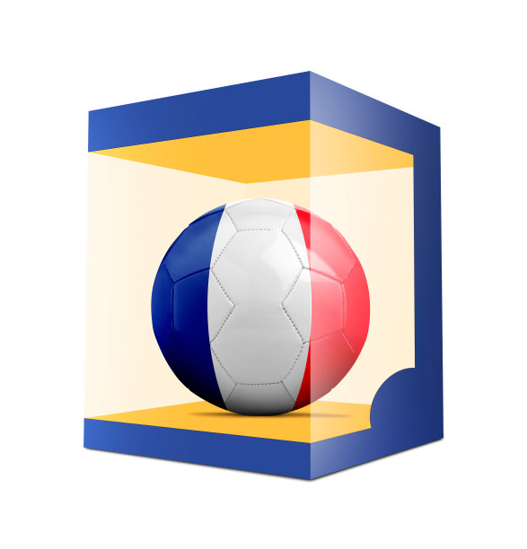 透明盒子装的带有队旗的足球图片下载