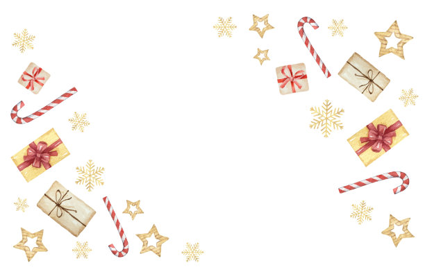 水彩向量圣诞贺卡与冷杉树枝和节日装饰。图片下载