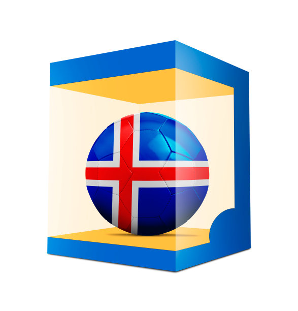 透明盒子装的带有队旗的足球图片下载