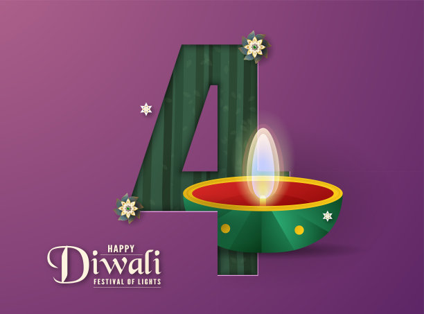 排灯节是印度的灯节，印度人为邀请背景、网络横幅、广告。3D矢量插图设计剪纸和工艺风格。图片下载