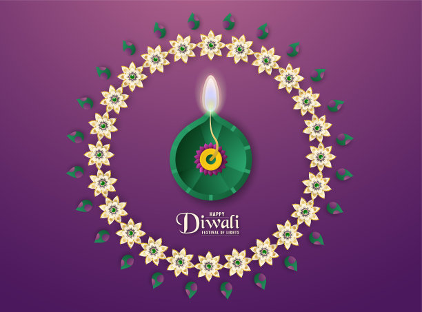 排灯节是印度的灯节，印度人为邀请背景、网络横幅、广告。3D矢量插图设计剪纸和工艺风格。图片下载
