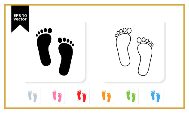 足迹图标设置矢量平面eps 10图片下载