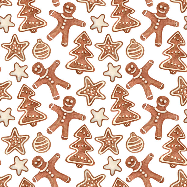 水彩圣诞无缝图案图片下载