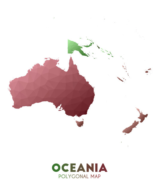 大洋洲的地图。实际低聚风格大陆地图。图片下载