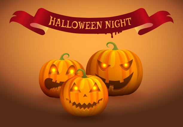 万圣节之夜杰克灯矢量插图图片下载