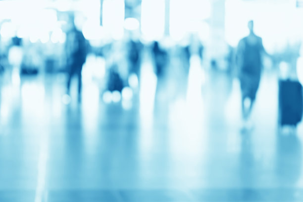 抽象模糊的走廊诊所内部背景在蓝色，模糊图像图片下载