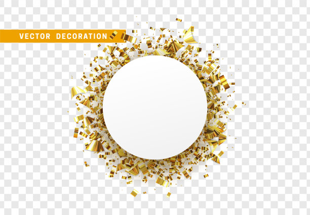 金色的庆典背景与五彩纸屑金箔。图片下载