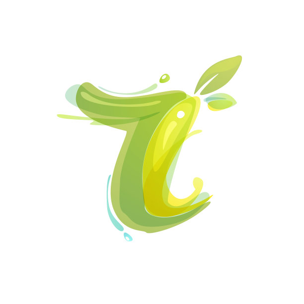 R字母生态标志由水彩飞溅形成。图片下载