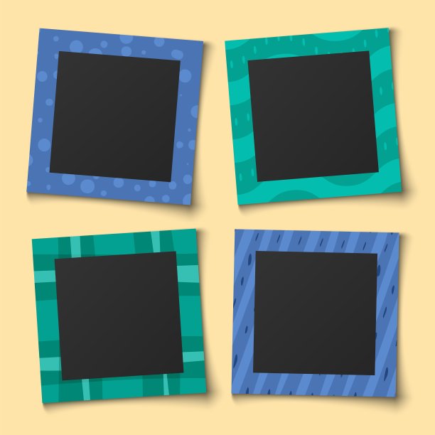 婴儿照片拼贴。家庭肖像相框的纸记忆相册或剪贴簿矢量模板集图片下载