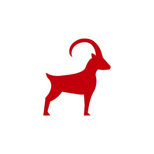 山山羊图标在平面风格，角动物矢量插图上的白色背景图片下载