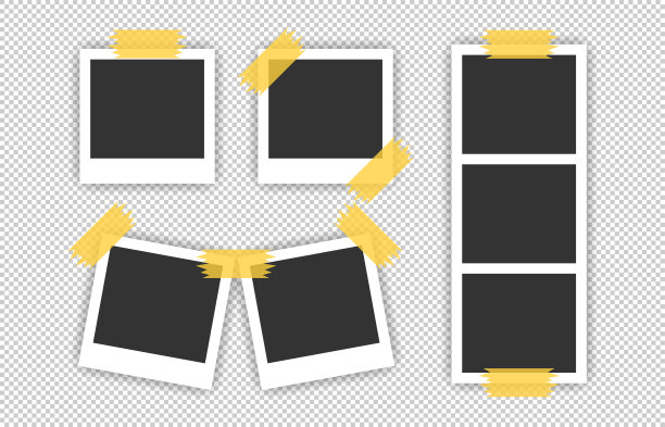 大设置逼真的相框图标上透明的背景。矢量插图。图片下载