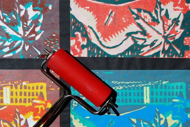 丝网印刷收集与油漆辊图片下载