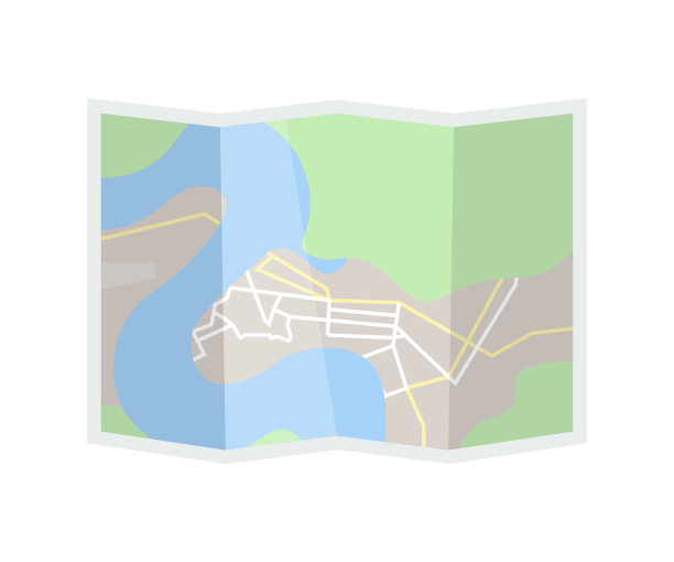 徒步地图平面矢量插图图片下载