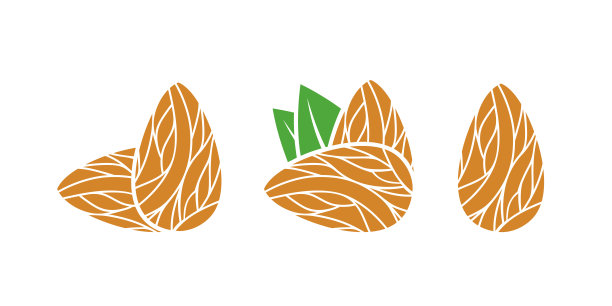 杏仁的标志。孤立的杏仁在白色的背景图片下载