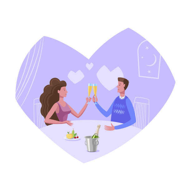 在咖啡馆约会。男人和女人喝香槟。图片下载