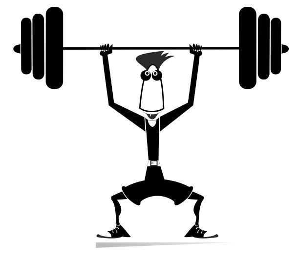 卡通男子举重孤立插图图片下载