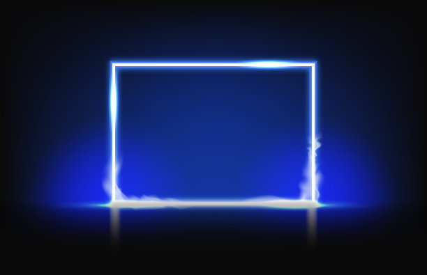 抽象背景蓝色霓虹框架与烟雾图片下载