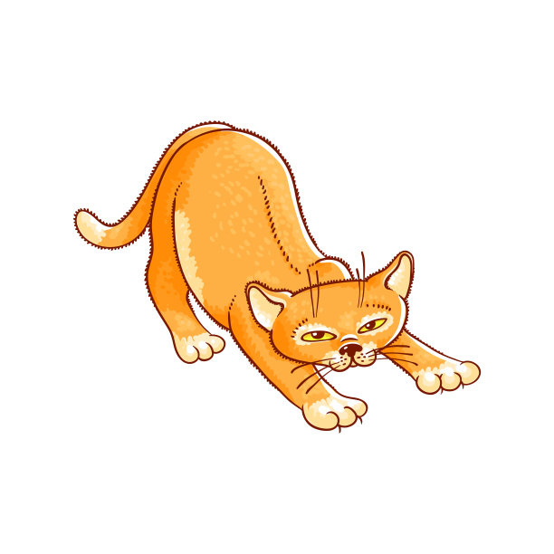 病媒素描猫动物伸展孤立图片下载
