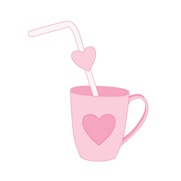 管心杯上粉红色的背景矢量插图图片下载