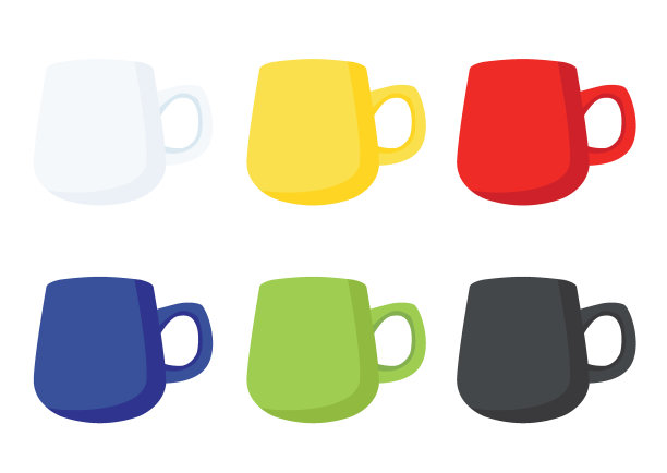 咖啡杯多色的白色背景插图向量图片下载