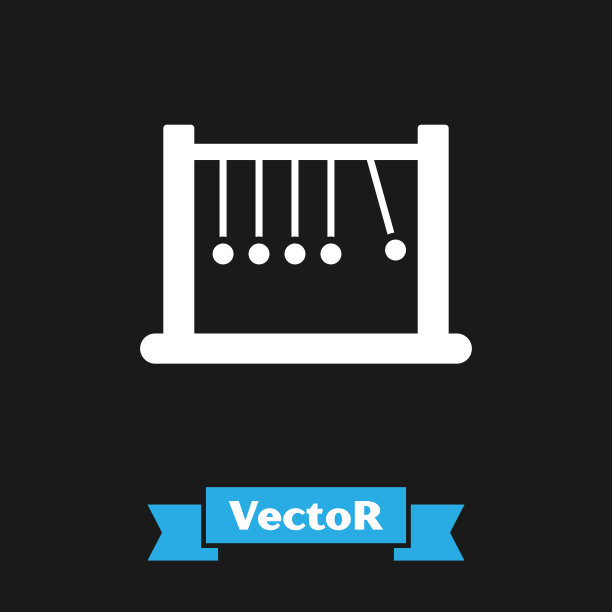 白色摆图标孤立在黑色背景。牛顿的摇篮。矢量图图片下载