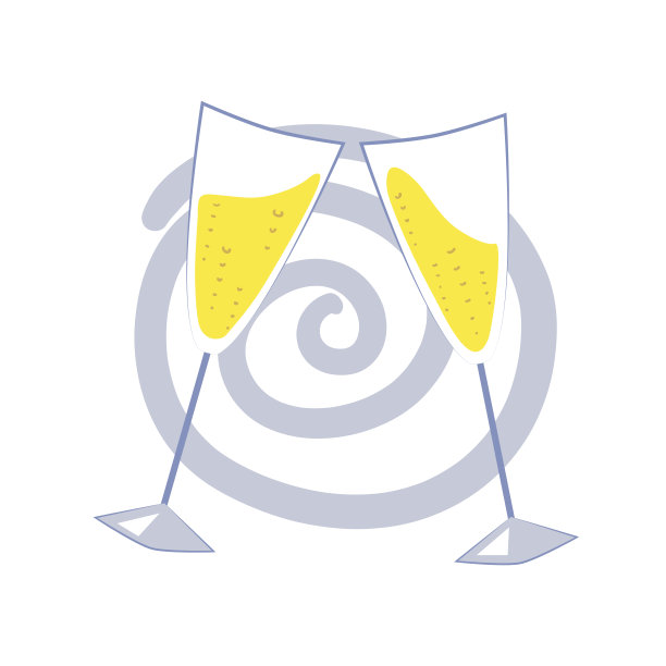 两杯香槟，矢量插图在白色背景。下巴酒杯与起泡酒的概念。图片下载