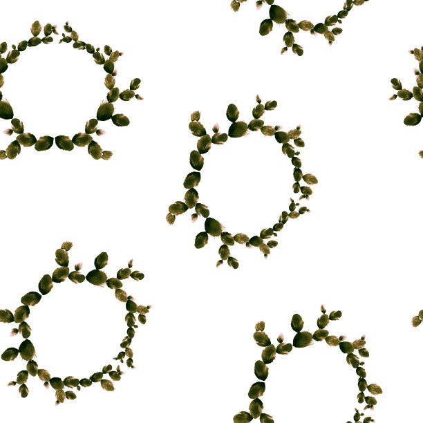 色彩鲜艳的花卉无缝图案，花环上有叶子，仙人掌植物的枝干上有白色的背景。完美的婚礼，框架，格言，贺卡，标志，邀请。图片下载