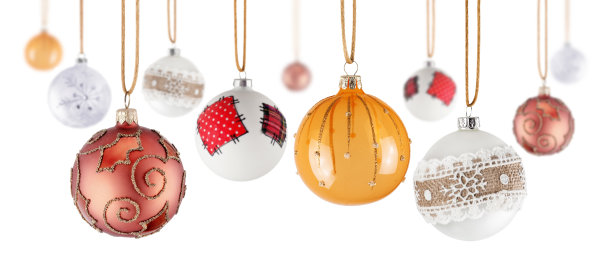 悬挂圣诞装饰品的旧时尚图片下载