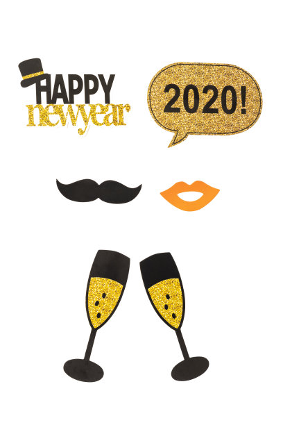 白色背景的政党元素。新年快乐理念。图片下载