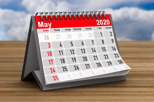 2020年。五月日历。3D插图图片下载