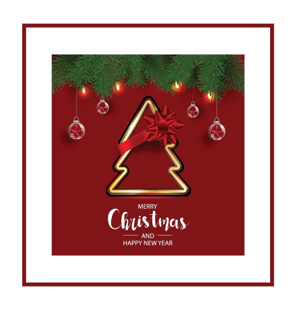 现代节日的圣诞背景横幅与圣诞树树枝装饰的浆果，星星和糖果手杖和圣诞灯的节日，圣诞元素的艺术品图片下载